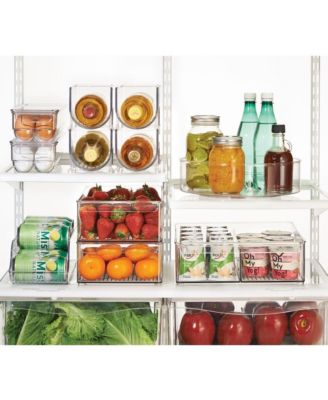 Divided Plastic Pantry Bin with Handle, Set of 2, Clear, Made in USA