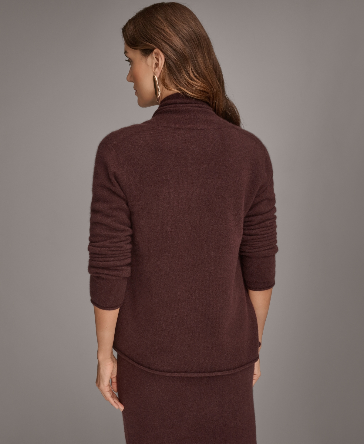 Donna Karan Women's Shawl Neck Long Sleeve Cashmere Cardigan In Burgundy