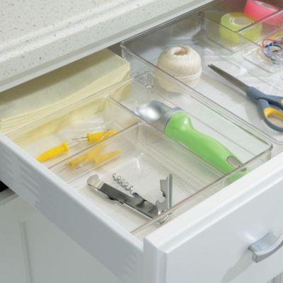3-Section Plastic Drawer Organizer - Set of 6 - Clear