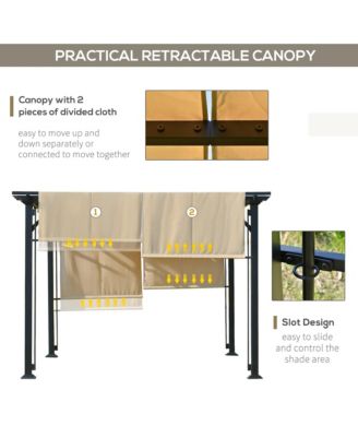 12' x 10' Outdoor Patio Gazebo Pergola with Retractable Canopy Roof