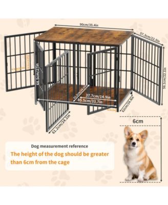 Heavy Duty Wood Dog Crate Pet Kennels Table Furniture with Tray & Lockable Door