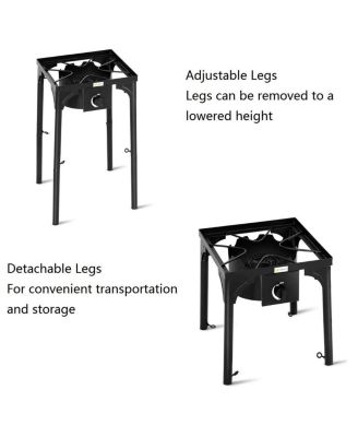 Portable Propane 100000BTU Single Burner Outdoor Camp Stove w Adjustable Legs