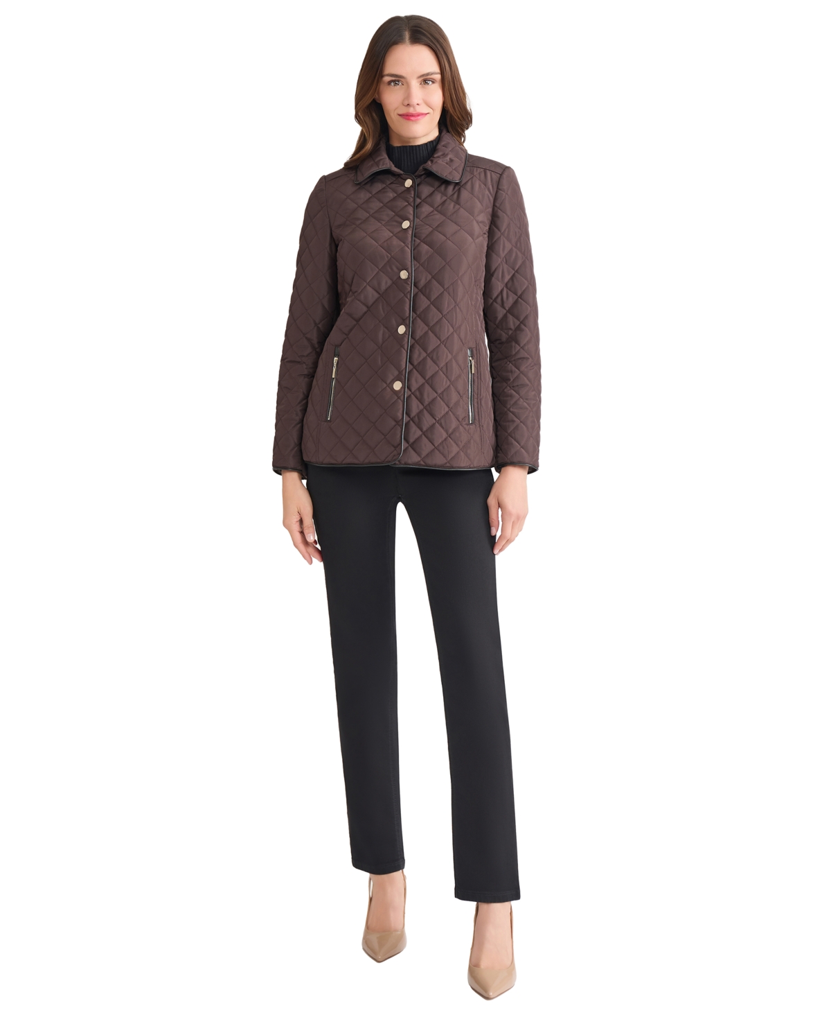 Jones New York Quilted Jacket In Brown