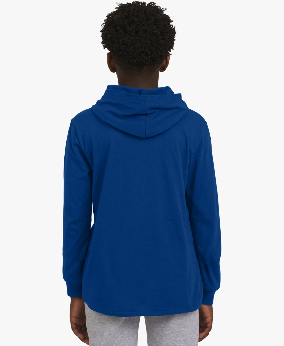 Champion Big Boys Signature Logo Long-sleeve Hooded T-shirt In Blue