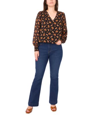 Women's V-Neck Blouson Top