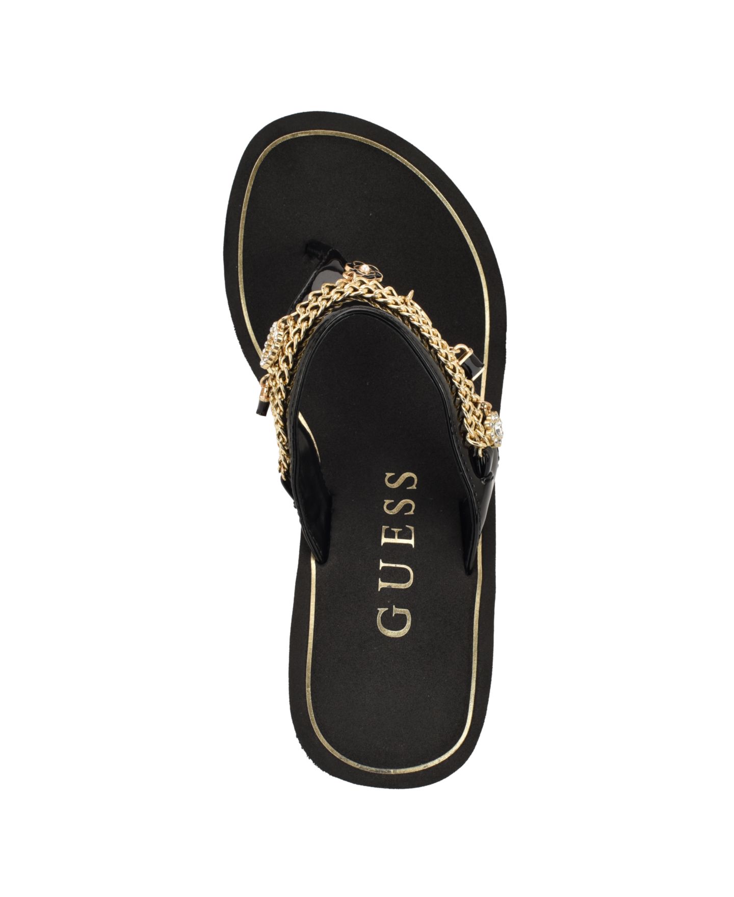 Женские сандалии GUESS Sutton Charms EVA Thong Wedge, цвет: Чёрный лаковый — фото 4