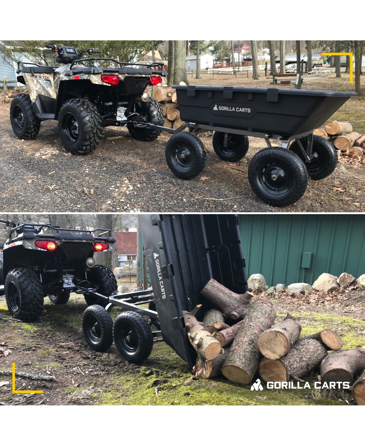 Gorilla Carts Heavy Duty Poly Yard Dump Cart Garden Wagon with 16 Inch Tires