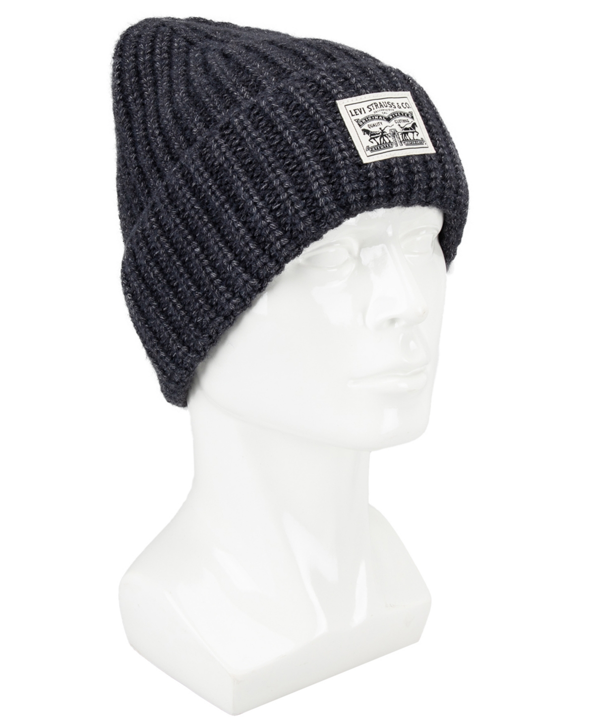 Levi's Men's Heathered Rib Knit Fashion Beanie In Blue