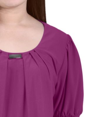 Petite Short Sleeve Balloon Sleeve Top