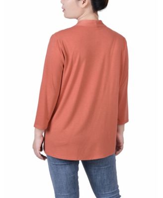 Petite Solid 3/4 Sleeve Cardigan Sweater