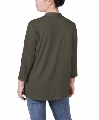 Petite Solid 3/4 Sleeve Cardigan Sweater