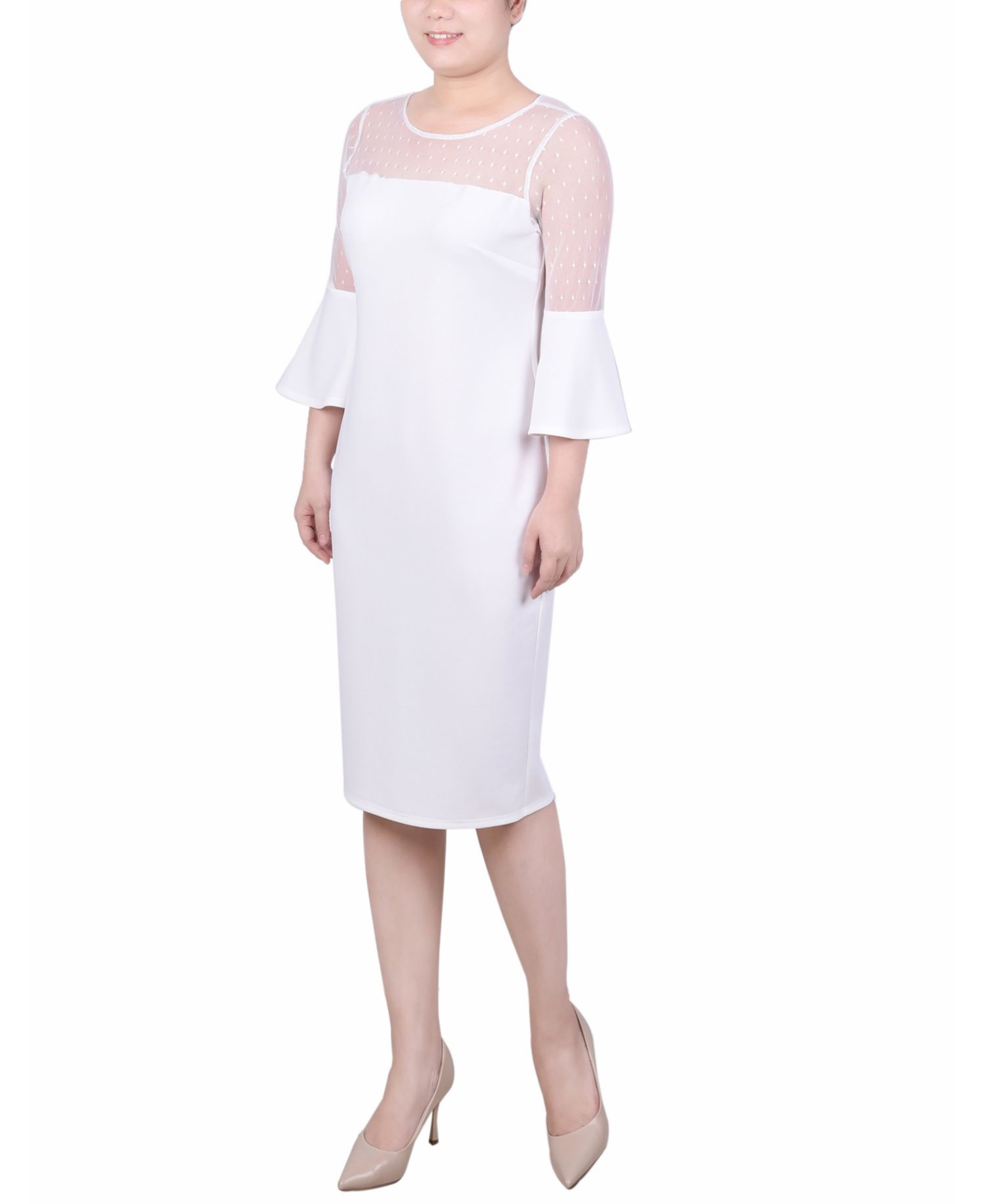 Petite Illusion Neck Scuba Dress