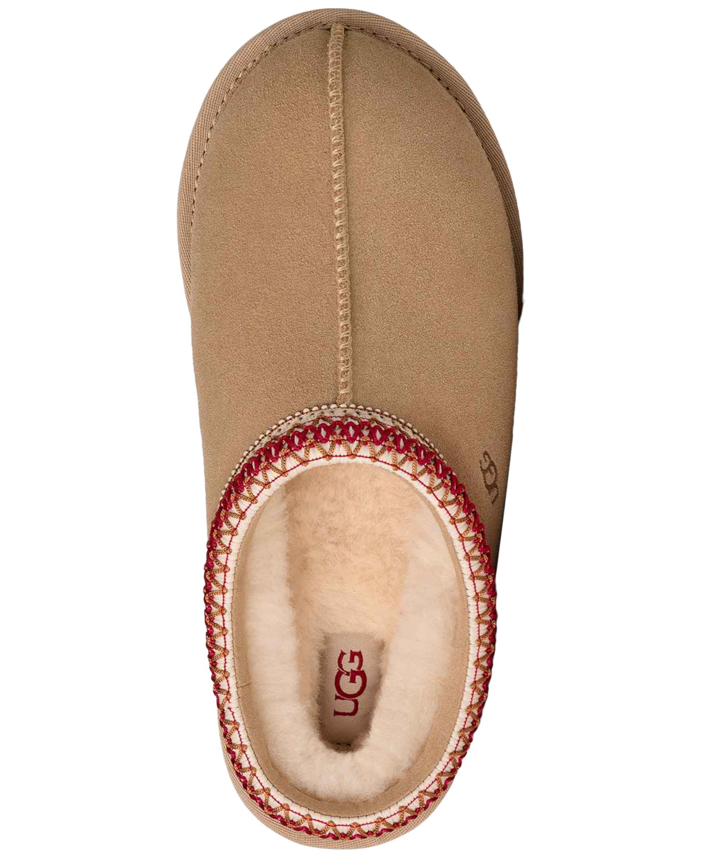 Женские тапочки UGG Tasman II Slip-On Slide, цвет: Песочный / Тёмный вишнёвый — фото 4