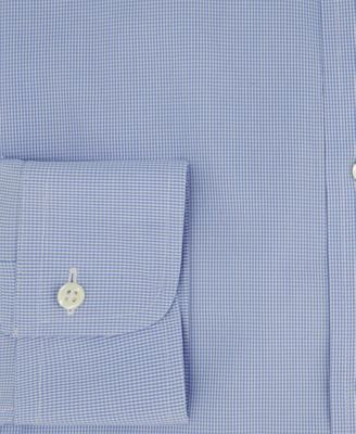 Men's Regular Fit Non-Iron Spread Collar Micro-Houndstooth Pinpoint Dress Shirt
