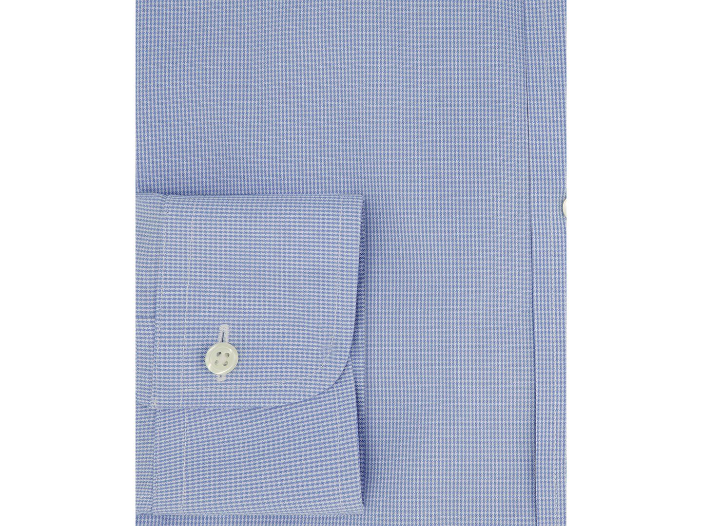 Мужская рубашка Brooks Brothers Regular Fit Non-Iron Spread Collar Micro-Houndstooth Pinpoint Dress Shirt, цвет: Светлый синий — фото 5