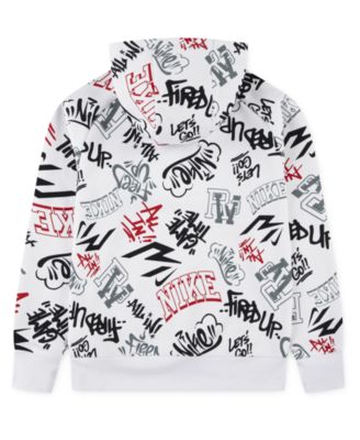Big Girls' Graffiti-Printed Cropped Hoodie