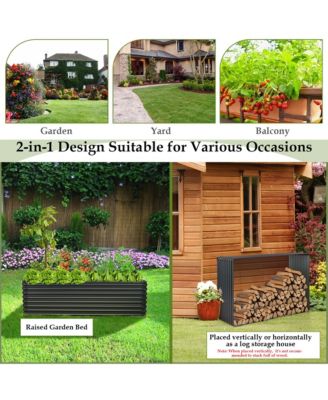 Galvanized Raised Garden Bed Outdoor Planter Box Firewood Rack Log Holder