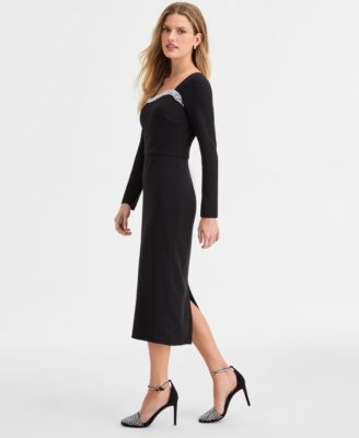 Women's Embellished Long Sleeve Sheath Dress