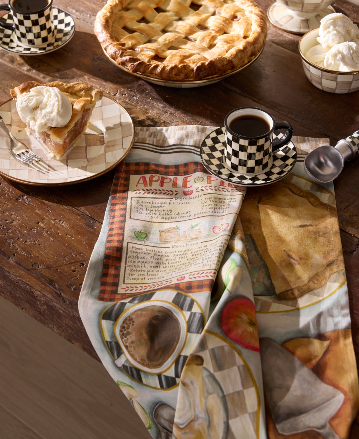 MacKenzie-Childs Apple Pie Recipe Cotton Dish Towel