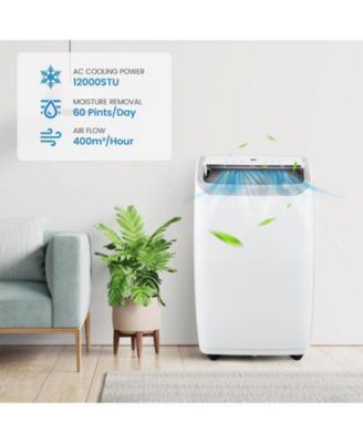12,000 BTU, Portable Smart 3-in-1 Functionality, Remote, 24-Hour Timer, Cooling, Dehumidifying & Fan Modes Air Conditioner