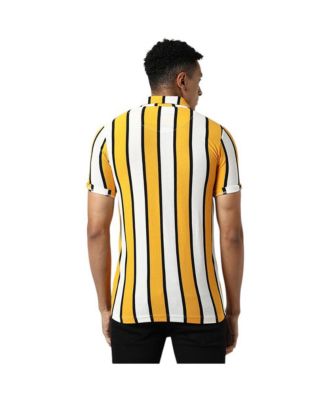 Men's Yellow Striped Regular Fit Casual Shirt