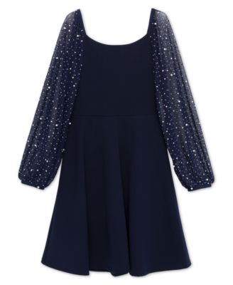 Big Girls Knee Length Long Sleeve Round Neck Dress