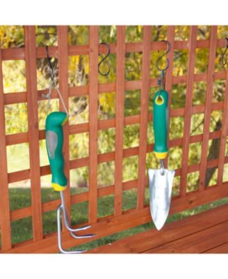 Outdoor Weather-Resistant Fir Wood Potting Bench Garden Table with Lattice Back