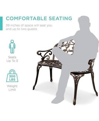 Metal Finish Garden Bench with Backrest for Comfortable Outdoor Seating