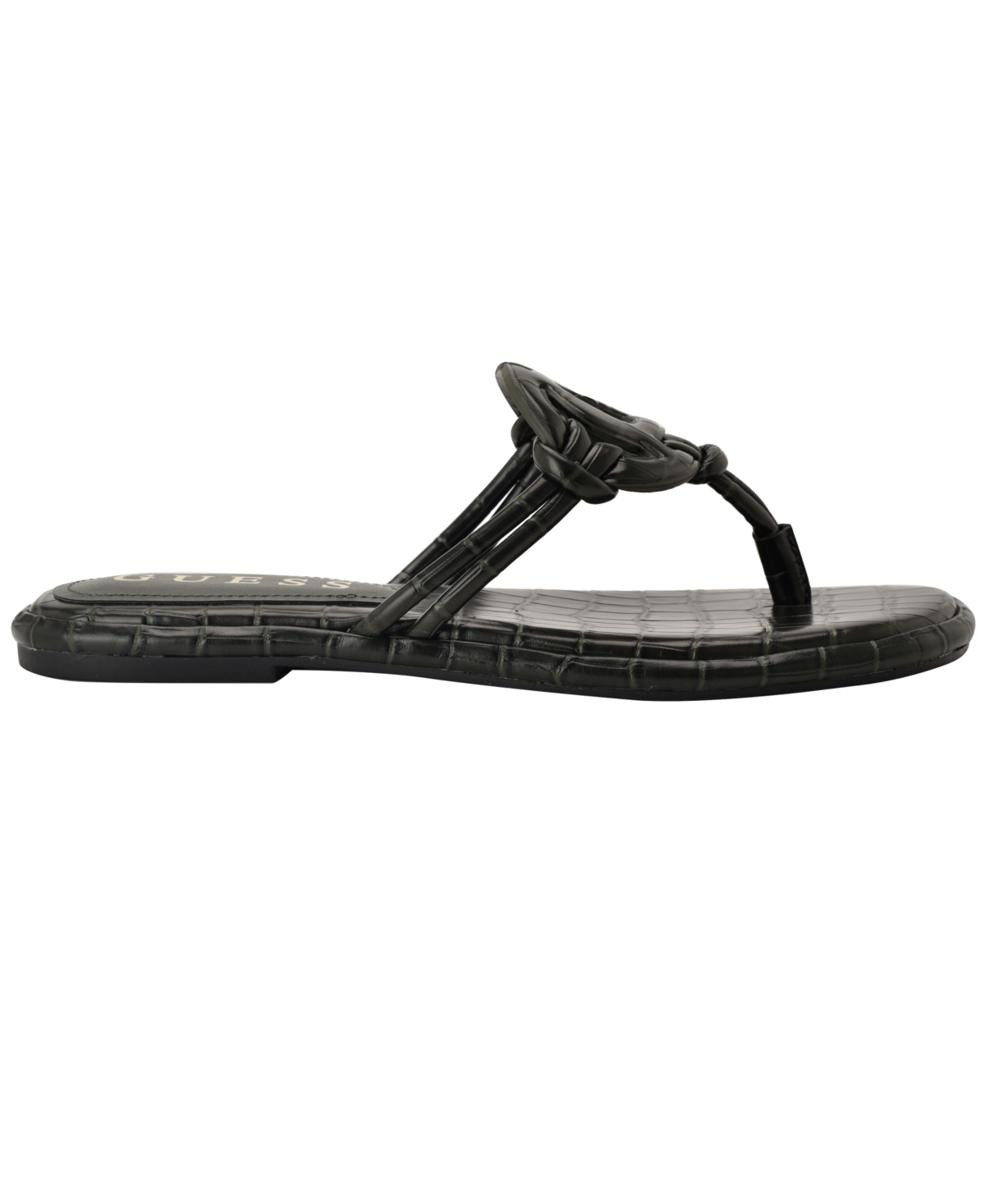 Guess Saime Croc Embossed Sandal In Gray