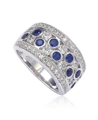 Suzy Levian Sterling Silver Sapphire & Created White Sapphire Multi Set Ring