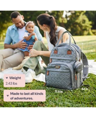 Kids Diaper Bag Backpack Stylish 40L Hands Free Bag with Changing Pad, Stroller Straps & Water-Resistant, Dark Gray, Extra Large