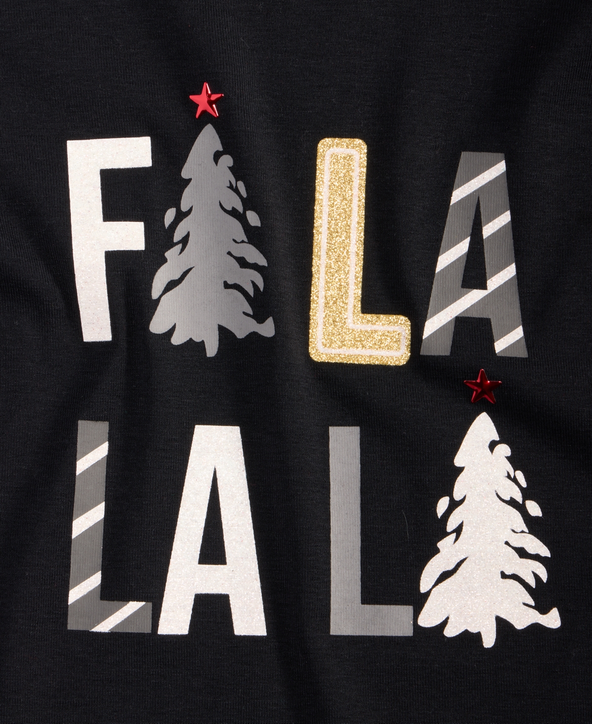 Holiday Lane Petite Fa La La La Long-sleeve Tee, Macy's Exclusive In Black