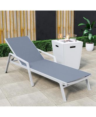 Grey Aluminum Outdoor Patio Chaise Lounge Chair With Arms