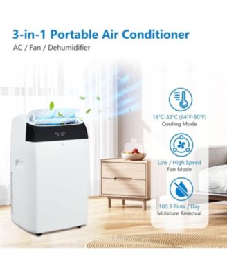 14,000 BTU Portable Air Conditioner - Quiet 3-in-1 AC, 3 Cooling Speeds, Auto Swing, Remote Control, Installation Kits, 24-Hour Timer