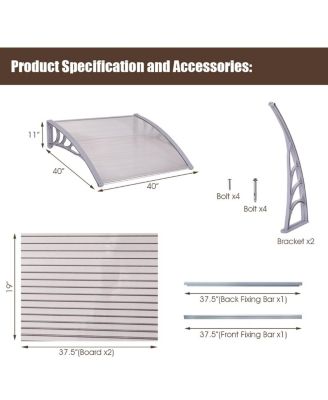 40''x 40'' Window Awning Door Canopy Outdoor Front Door