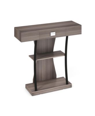 Console Table with Drawer and 2-Tier Shelves for Entryway Living Room
