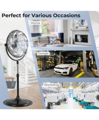 18 Inches High Velocity Pedestal Fan with 3 Speeds and Adjustable Height