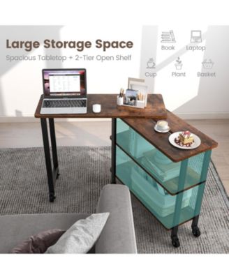Patented 360 Free Rotating Sofa Side Table with Storage Shelves and Casters