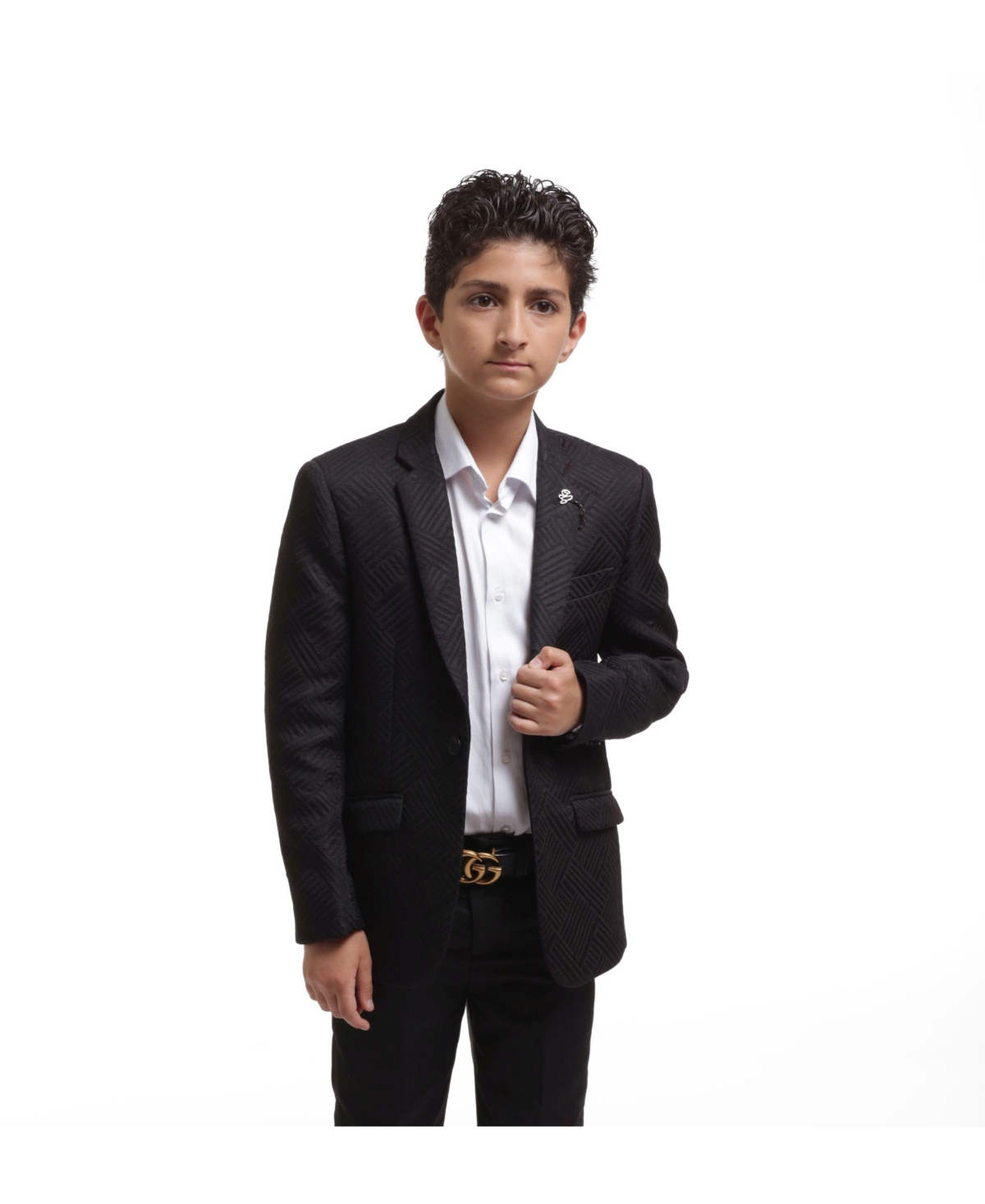 Elie Balleh Boys Black Slim Fit Sports Coat