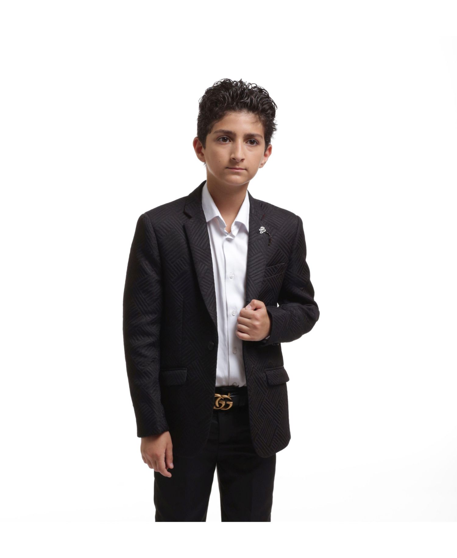 Boys Black Slim Fit Sports Coat