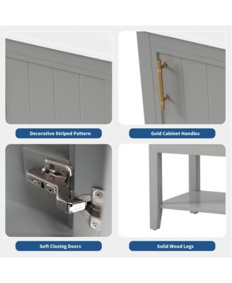 20" Vanity Cabinet with Sink, Soft-Close Door, Open Shelf and Storage Rack for Bathroom Use