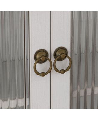 24.8" Vintage Wall Cabinet With Glass Doors, 3 Storage Shelves and Bottom Towel Rack