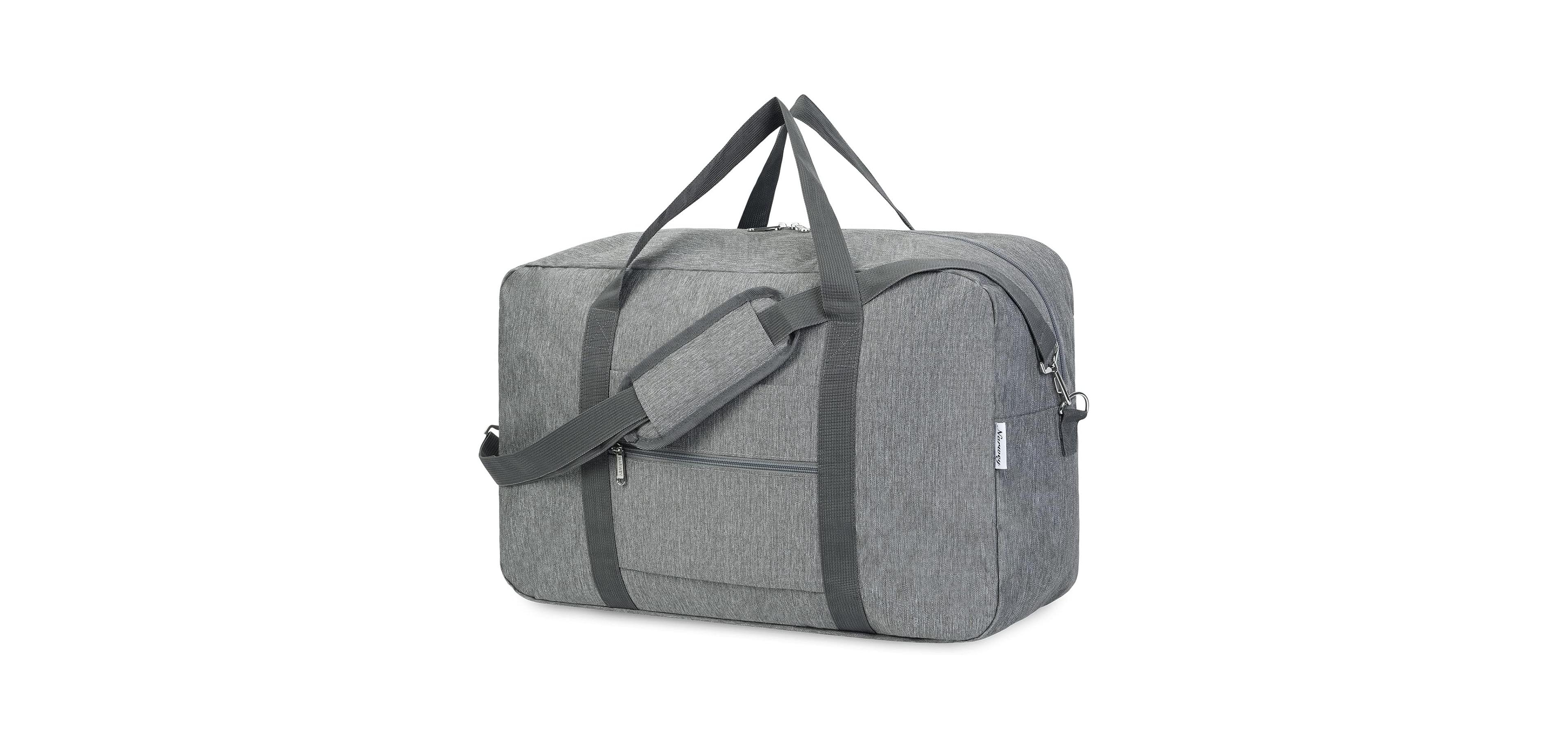 Urtala Foldable Carry on Luggage 22x14x9 Airline Approved Duffle Bag for Travel Packable Duffel Bag for Traveling Airplane for Women and Men 40L (Grey