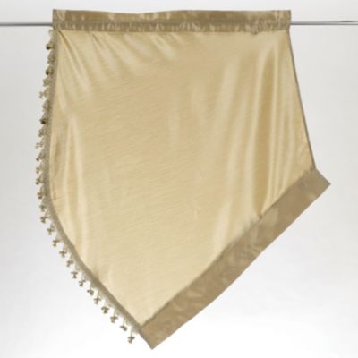 Ultra Lux Faux Silk Regency Crinkle Rod Pocket Semi Sheer Crystal Beaded Window Valance - 57 in. W x 37 in. L, White