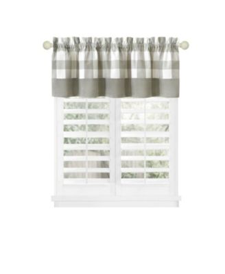 Modern Country Farmhouse 3 Piece Buffalo Check Plaid Window Curtains & Valance Set - 63 in - Gray
