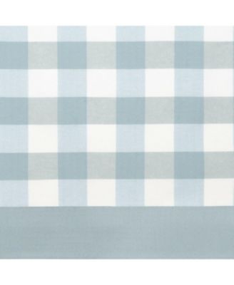 Modern Country Farmhouse 3 Piece Buffalo Check Plaid Window Curtains & Valance Set - 63 in - Baby Blue