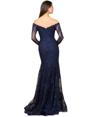 Women's Off Shoulder Long Sleeve Mermaid Gown