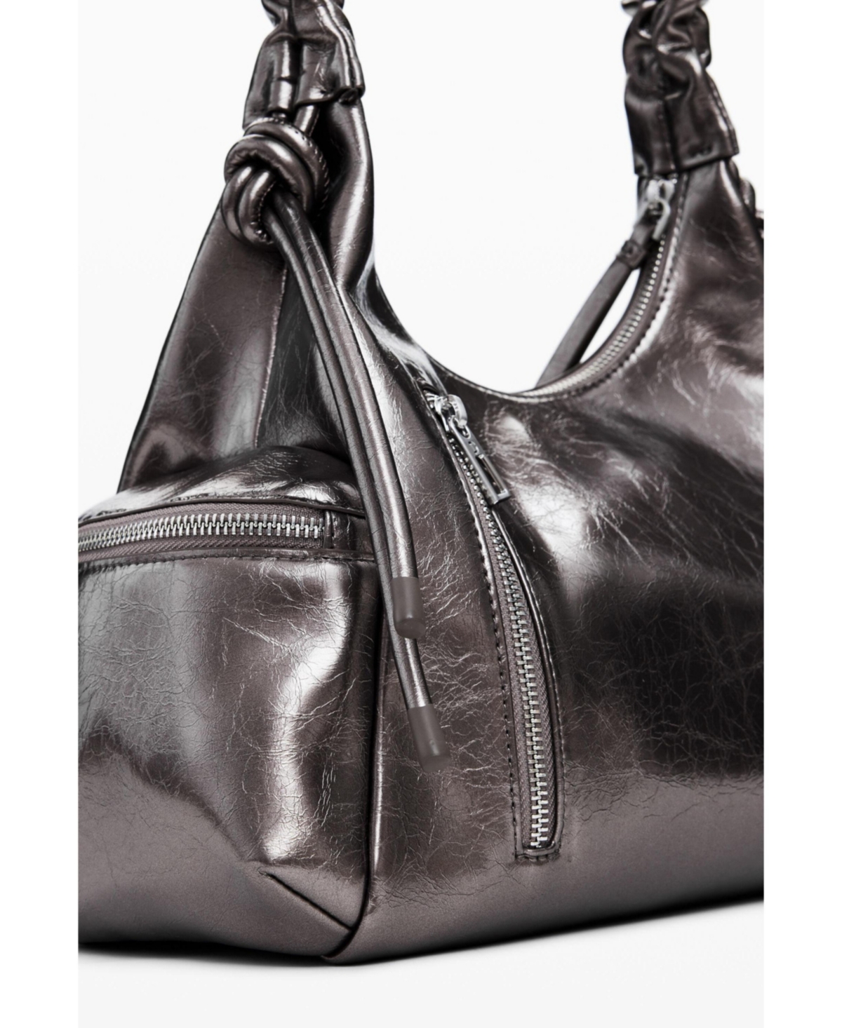 Desigual Women's Metallic medium 3D logo bag with ruched handle