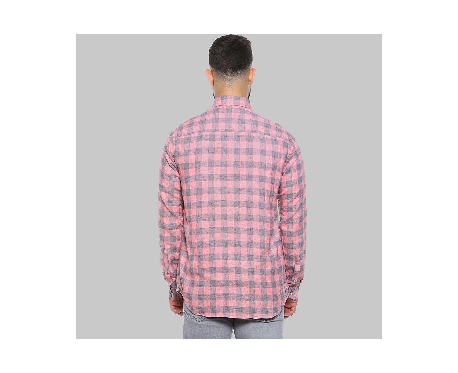 Men's Blush Pink & Moon Grey Tartan Plaid Shirt
