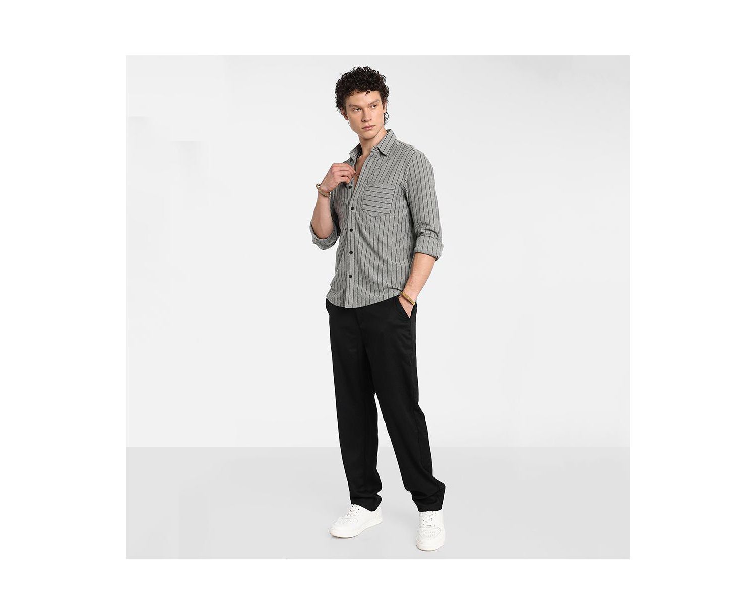Men's Moon Grey Pinstriped Shirt